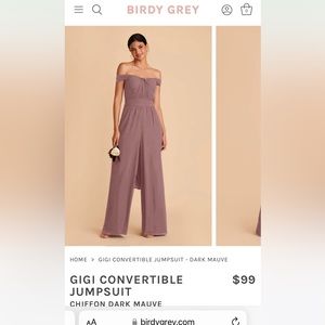 Birdy grey dark mauve chiffon jumpsuit